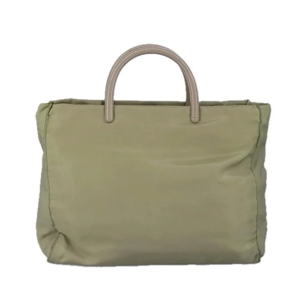 PRADA Tote Bag Nylon Plastic Beige Silver Auth 99542 - Picture 2 of 16